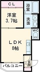 ボヌール金山 3階1LDKの間取り