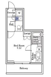 東急東横線 学芸大学駅 徒歩9分の賃貸マンション 1階1Kの間取り