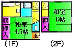 児玉荘 1階2Kの間取り