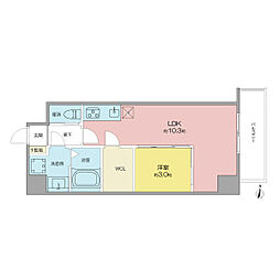 名古屋市営東山線 高畑駅 徒歩3分の賃貸マンション 8階1LDKの間取り