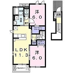 JR東海道本線 豊橋駅 バス5分 外神下車 徒歩5分の賃貸アパート 2階2LDKの間取り