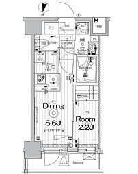 メイクス新中野アジールコート 6階1DKの間取り