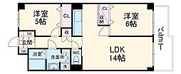 東武野田線 大宮公園駅 徒歩4分の賃貸マンション 4階2LDKの間取り