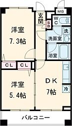 JR京浜東北・根岸線 王子駅 徒歩14分の賃貸マンション 2階2DKの間取り