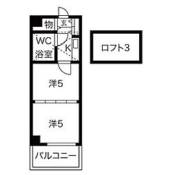 名鉄三河線 豊田市駅 徒歩7分の賃貸マンション 6階2Kの間取り