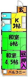 JR埼京線 北赤羽駅 徒歩7分の賃貸マンション 3階2Kの間取り