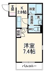 JR総武線 本八幡駅 徒歩12分の賃貸アパート 1階1Kの間取り