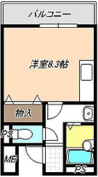 名古屋市営名港線 東海通駅 徒歩2分の賃貸マンション 3階ワンルームの間取り