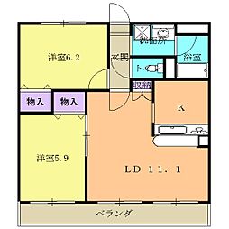 クレセントヒルズ 4階2LDKの間取り