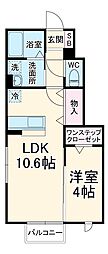 JR東北本線 東大宮駅 徒歩12分の賃貸アパート 1階1LDKの間取り