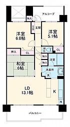 パティオタワー大宮 4階3LDKの間取り