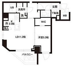 レジディア白金高輪 7階1LDKの間取り
