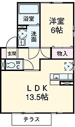 JR中央本線 神領駅 徒歩12分の賃貸アパート 1階1LDKの間取り