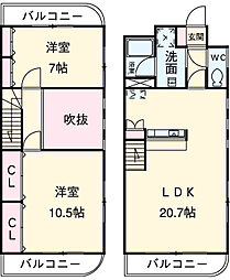 名鉄三河線 豊田市駅 3.3kmの賃貸マンション 8階2LDKの間取り