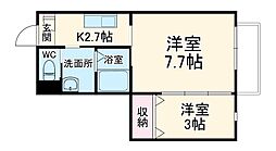 フィカーサ東大宮 2階1SKの間取り