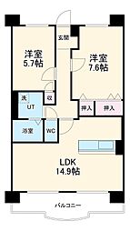 Ｌａ，Ｂｏｌｓｏｎ 1階2LDKの間取り