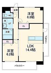 Ｓ−ＦＯＲＴ西郊通 4階2LDKの間取り