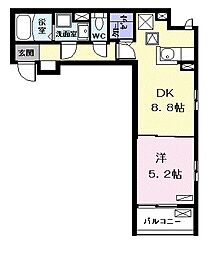 サニーフラット 1階1LDKの間取り