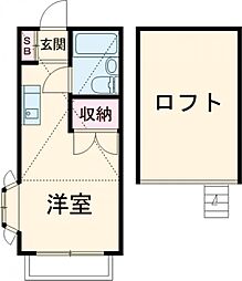 京王線 飛田給駅 徒歩13分の賃貸アパート 2階ワンルームの間取り