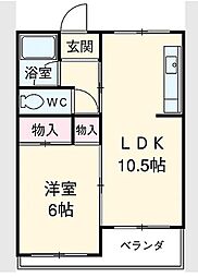 稲垣ビル 3階1LDKの間取り