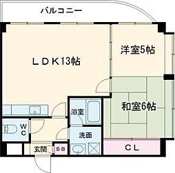 京王線 調布駅 徒歩10分の賃貸マンション 1階2LDKの間取り
