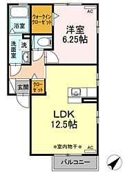 グラン・シャリオ 2階1LDKの間取り