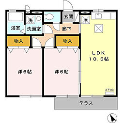リヴェール文 2LDKの間取図画像