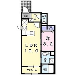 JR鹿島線 鹿島神宮駅 徒歩26分の賃貸アパート 1階1LDKの間取り