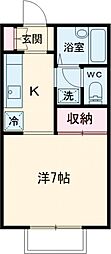 ぺルレ 2階1Kの間取り