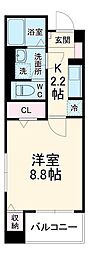 サンリグノ 1Kの間取図画像