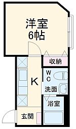 ウエストガーデン大場 1階1Kの間取り
