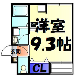 JR総武線 幕張駅 徒歩3分の賃貸マンション 2階1Kの間取り