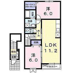 メゾン　Ｗｉｓｔｅｒｉａ 2階2LDKの間取り