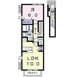 グランデ楓Ａ 2階1LDKの間取り