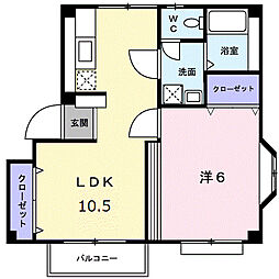 ファミールメゾンＰV 1階1LDKの間取り