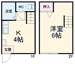 ミノタハイツ上条I 1階1Kの間取り