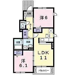 ブリエ　ドゥ 1階2LDKの間取り
