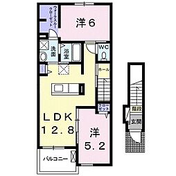 フォレスト　ヒル 2階2LDKの間取り