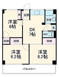 京急本線 上大岡駅 バス15分 せりぎんタウン下車 徒歩5分の賃貸マンション 3階3DKの間取り