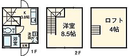 ｓｅｃｏｎｄｅ　ｍｉ‐ｔｅｍｐ 1階1Kの間取り