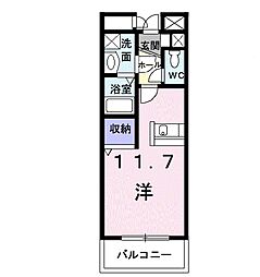 カーサ・セレーノ 3階ワンルームの間取り