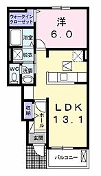 JR両毛線 小俣駅 徒歩36分の賃貸アパート 1階1LDKの間取り