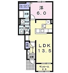エレガンテプレッソB 1LDKの間取図画像