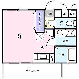 ネオウイング ワンルームの間取図画像