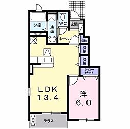 ディアコート徳永 1LDKの間取図画像