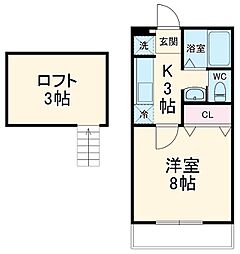 エスポワール・港南 2階1Kの間取り
