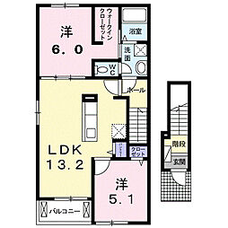 カーサフェリーチェB 2LDKの間取図画像