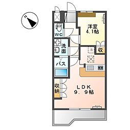 クレア 1階1LDKの間取り