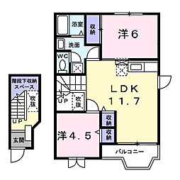 クレメントB 2LDKの間取図画像