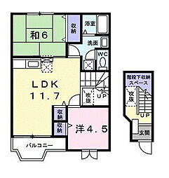 プリムローズ 2階2LDKの間取り